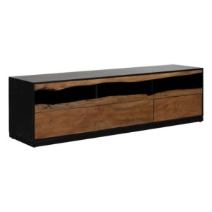 Mueble TV LED de Madera de Acacia y Metal para Salón - Diseño Moderno 180 cm, Iluminación Integrada y Estilo Contemporáneo