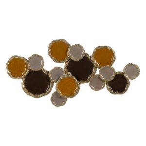 Mural de Pared Amarillo y Marrón de Hierro con Anillas de Sujeción - Diseño Elegante 67 cm