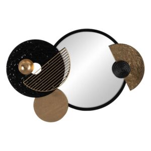 Espejo Mural de Pared Negro y Oro con Diseño de Hierro - 54 cm, Elegante y Moderno, Ideal para Decoración de Interiores