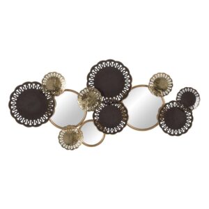 Espejo Mural de Pared en Oro y Gris con Diseño de Hierro - 62 cm, Ideal para Decoración Moderna