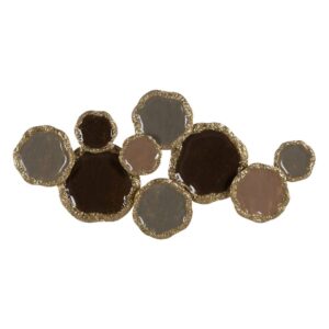 Mural de Pared de Hierro Marrón y Oro - Diseño Elegante de 56 cm con Anillas para Sujeción