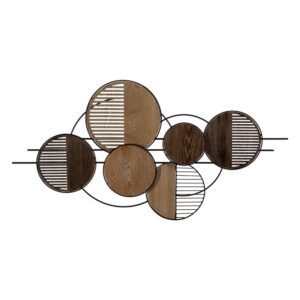 Mural de Pared de Hierro Natural y Negro de 69 cm con Anillas para Sujeción - Decoración Moderna y Elegante