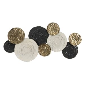 Mural de Pared Negro y Oro de Hierro con Anillas de Sujeción - Diseño Elegante 59 cm