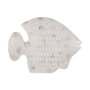 Mural de Pared Pez Blanco Rozado en Metal Grande - Diseño Elegante de 37 cm con Gancho para Decoración