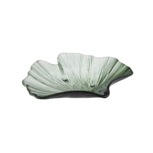 Pack de 2 Bandejas Decorativas de Cristal Verde Concha de 17 cm - Hechas a Mano, Vidrio SODA-LIME