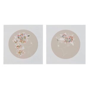 Pack de 2 Cuadros Abstractos en Crema sobre Madera de 60 cm - Elegancia y Sofisticación para tu Hogar