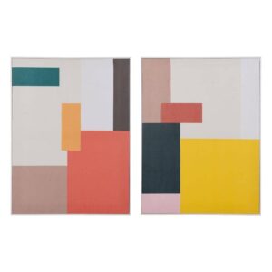 Pack de 2 Cuadros Abstractos Modernos con Marco Blanco - Decoración Sofisticada para Salones y Espacios de Trabajo (80 cm)