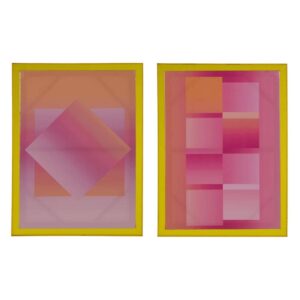 Pack de 2 Cuadros Abstractos en Marco Amarillo de 80 cm - Decoración Moderna y Elegante para Hogar y Oficina
