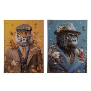 Pack de 2 Cuadros de Animales en Cristal Templado con Marco de Aluminio - Arte Moderno de 80 cm para Decoración Contemporánea
