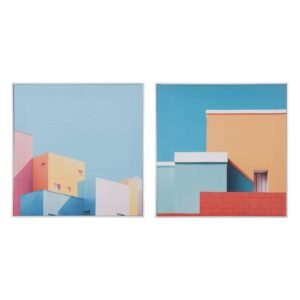 Pack de 2 Cuadros Impresión Edificio con Marco Blanco 50 cm - Decoración Moderna y Minimalista para Salones y Oficinas