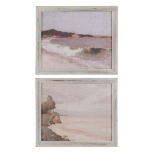 Pack de 2 Cuadros de Paisaje con Marco Natural de Madera para Decoración de Interiores - 25 cm x 30 cm, Diseño Relajante y Elegante