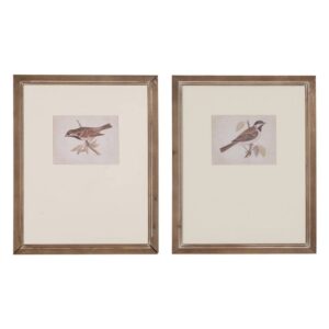 Pack de 2 Cuadros de Pájaros en Madera de Abeto - Decoración Natural y Elegante para Hogar (53 cm)