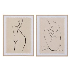 Pack de 2 Cuadros de Impresión Silueta con Marco Natural de 60 cm - Decoración Minimalista y Sofisticada para Interiores