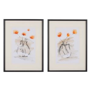 Pack de 2 Cuadros Pintura Jarrón de Flores 60 cm - Arte Acrílico Hecho a Mano para Decoración Elegante y Sofisticada en Hogar y Oficina