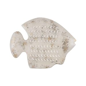 Pack de 2 Murales de Pared en Metal Pez Blanco Rozado - Decoración Elegante para Hogar (31 cm)