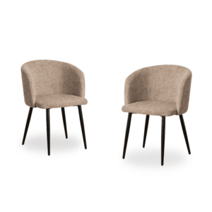 Pack de 2 Sillas Beige Vayden con Tejido 100% Poliéster y Estructura de Metal - Diseño Moderno y Confortable para Hogar y Oficina, 77 cm de Altura