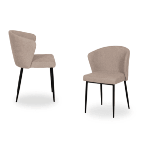 Pack de 2 Sillas Beige Elegantes de Poliester con Base Metálica - Diseño Moderno y Cómodo para Comedores y Salas de Reuniones - Crosby 80 cm