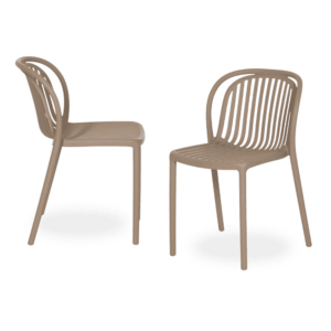 Pack de 2 Sillas Beige Vorlin de Polipropileno para Exterior - Diseño Funcional y Elegante, 78 cm