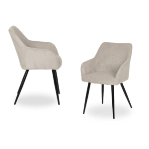 Pack de 2 Sillas Beige Alenor con Tejido de Pana y Patas de Hierro - Ergonomía y Estilo para tu Hogar (83 cm)