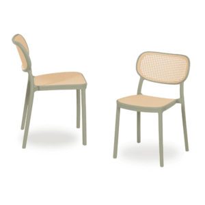 Pack de 2 Sillas Beige y Verde de Polipropileno Kyle - Ligeras, Apilables y Ergonómicas para Interiores y Exteriores - 78 cm de Estilo Moderno y Funcional