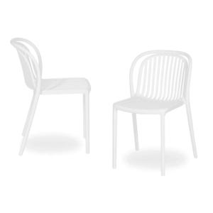 Pack de 2 Sillas Blancas Apilables Vorlin de Polipropileno para Exterior - Diseño Moderno y Ergonómico para Jardín y Terraza
