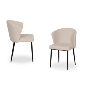 Pack de 2 Sillas Blancas de Estilo Industrial Crosby - Comodidad y Diseño Moderno en Tejido y Metal, 80 cm, Sin Montaje, Resistencia hasta 140 kg