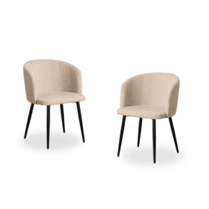 Pack de 2 Sillas Ulwick Crema con Tejido 100% Poliéster y Estructura de Metal - Diseño Moderno y Confortable para Salones y Comedores - 77 cm de Altura, Soporta hasta 120 kg