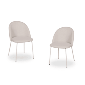 Pack de 2 Sillas Crema Prylor de Tejido y Metal - Elegancia y Comodidad para Salones y Comedores, 79,5 cm
