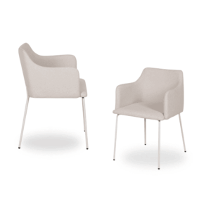 Pack de 2 Sillas Crema Relven de Tejido y Metal - Diseño Moderno y Ergonómico para Salón, Comedor y Espacios Elegantes