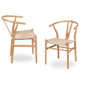 Pack de 2 Sillas de Madera de Haya y Asiento de Cuerda de Papel Nolan - Elegancia Natural para Comedores Escandinavos