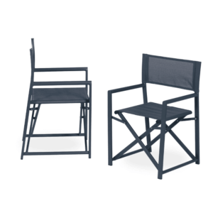 Pack de 2 Sillas de Director Azules de Aluminio y Textileno para Exterior - Diseño Plegable y Ergonomía 84 cm Reid