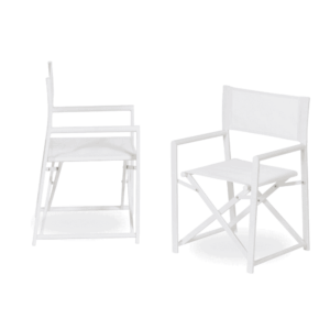 Pack de 2 Sillas de Director Blancas de Aluminio y Textileno para Exterior - Diseño Plegable y Elegante 84 cm Reid