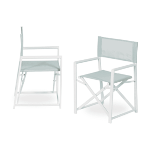 Pack de 2 Sillas de Director Plegables Verde y Blanca de Aluminio y Textileno para Exterior - Confort y Estilo para Jardín y Terraza 84 cm Reid