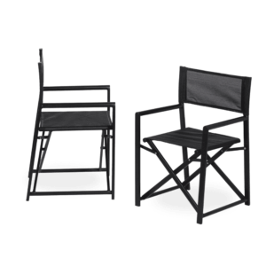 Pack de 2 Sillas de Director Negras de Aluminio y Textileno para Exterior - Diseño Plegable y Ergonómico 84 cm Reid