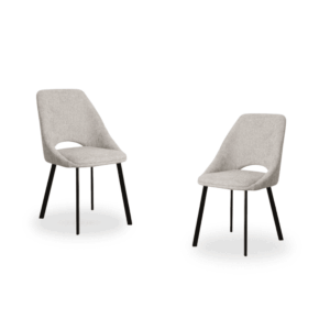 Pack de 2 Sillas Tynvar Gris con Tejido 100% Poliéster y Patas de Metal - Diseño Moderno y Confort Ergonomico para Comedores y Oficinas