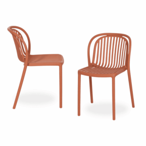 Pack de 2 Sillas Apilables Terracota Moderna en Polipropileno para Exterior - Diseño Ergonómico y Funcionalidad Vorlin