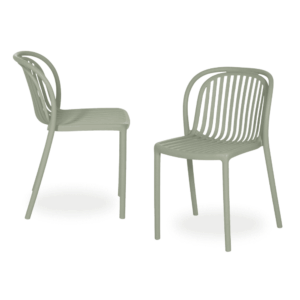 Pack de 2 Sillas Apilables Verdes Vorlin en Polipropileno - Diseño Moderno para Terrazas y Jardines