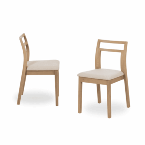 Pack de 2 Sillas Callum Beige de Madera y Tela - Diseño Moderno y Confort Ergonomico (81 cm)