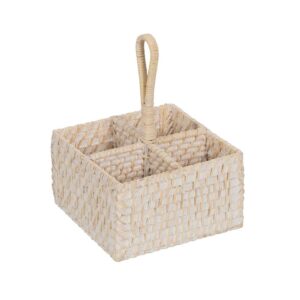 Pack de 2 Soportes para Cubiertos de Fibra Natural en Color Blanco - Medidas 27 cm x 19 cm x 19 cm - Ideal para Decoración de Mesa