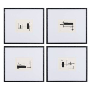 Pack de 4 Cuadros de Pintura Abstracta 47 cm - Arte Contemporáneo en Cristal y Madera de Ayous para Decoración Moderna y Elegante