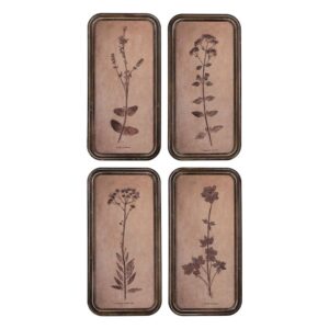 Pack de 4 Cuadros de Flores con Marco de DM - Decoración Elegante y Natural para Hogar (60 cm)