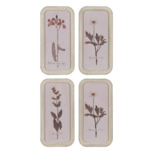 Pack de 4 Cuadros de Flores con Marco DM - Decoración Elegante y Moderna para Hogar y Oficina (50 cm)