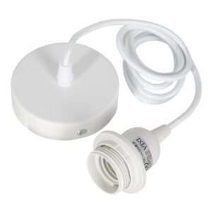 Pack de 4 Portalámparas Blancos de Metal y Acrílico - Casquillo E27, 220-240V, 60W (No Incluida), Cable de 130 cm, Diámetro de 9,5 cm