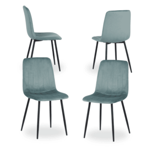 Pack de 4 Sillas Aguamarina Terciopelo Laurent - Diseño Moderno y Confortable para Comedores y Oficinas, 88,5 cm