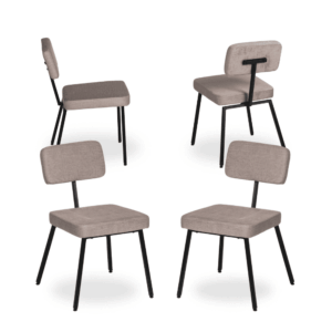 Pack de 4 Sillas Beige Victor de Tela y Metal - Diseño Moderno y Confortable para Decoración de Interiores