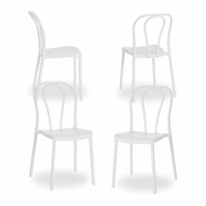 Pack de 4 Sillas Apilables Blancas de Polipropileno Julian - Diseño Moderno y Elegante para Interiores y Exteriores
