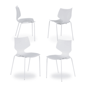 Pack de 4 Sillas Wilder Blancas de Polipropileno - Diseño Moderno y Apilable, Comodidad y Estilo para tu Hogar