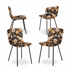 Pack de 4 Sillas Jasper de MDF y Metal con Estampado Floral - Elegancia y Confort para tu Hogar