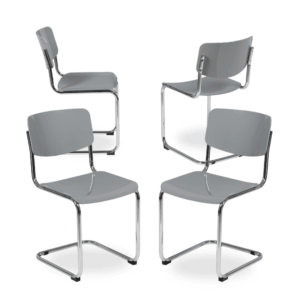 Pack de 4 Sillas Emmett en Metal y ABS Gris - Diseño Moderno y Funcional para Comedor y Oficina, 83 cm de Altura, Resistencia y Estilo Contemporáneo