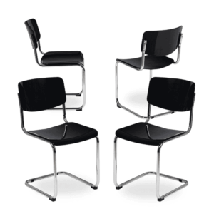 Pack de 4 Sillas Emmett en Metal y ABS Negro - Diseño Moderno y Ergonómico para Comedores y Oficinas - 83 cm de Altura, Fácil Montaje y Alta Durabilidad